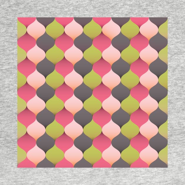 Checkered pattern in flamingo pink, lime green and grey by IngaDesign